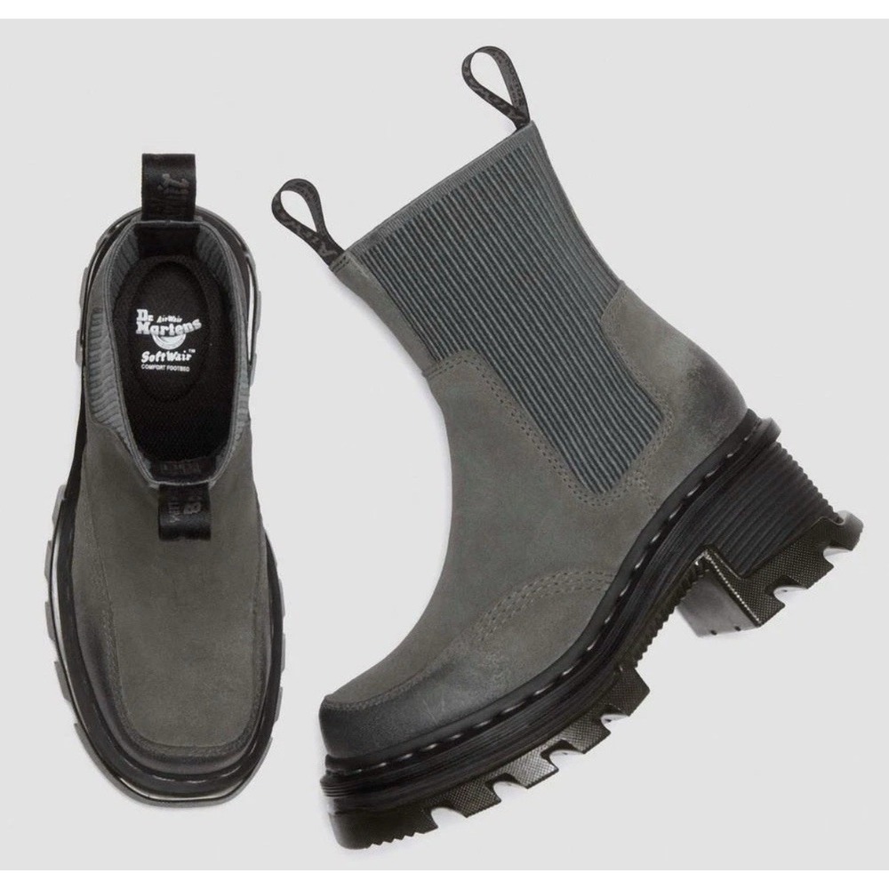 Dr. Martens Women's Waxy Suede Corran Chelsea Boots In Gunmetal Size 6 MSRP $150